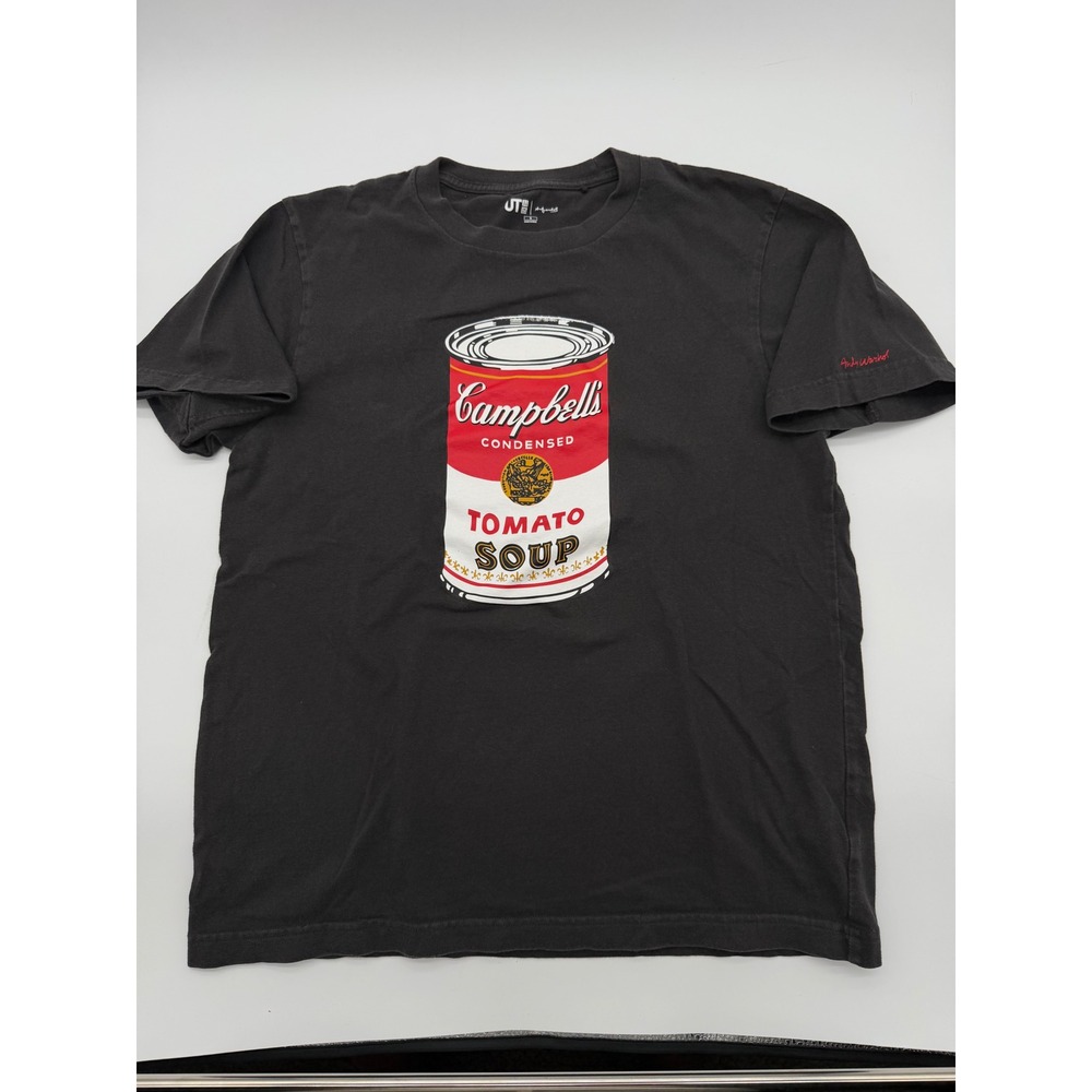 Uniqlo UT Andy Warhol Campbells Tomato Soup Graphic T-Shirt Black Mens Small